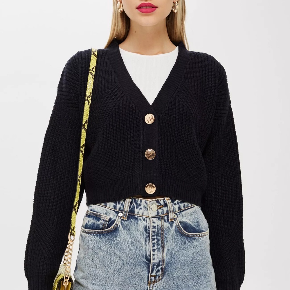 TOPSHOP hammer button cropped sweater cardigan
